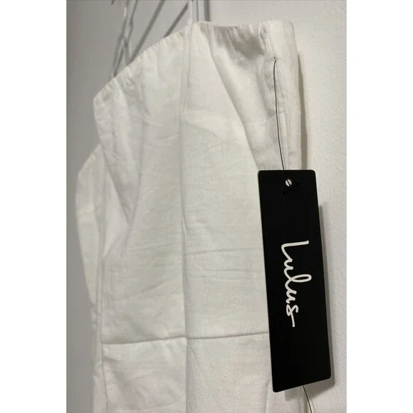 Lulus Dress Women's XL White Sunny Sweetheart Crochet Lace Eyelet Strapless NEW - Picture 5 of 10